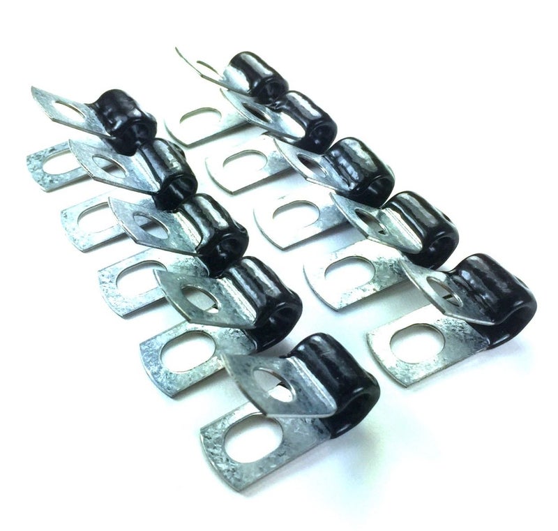 The Stop Shop Brake Line Clip Set for 3/16 "" tube. Pack of 10. Steel with Rubber Insulation